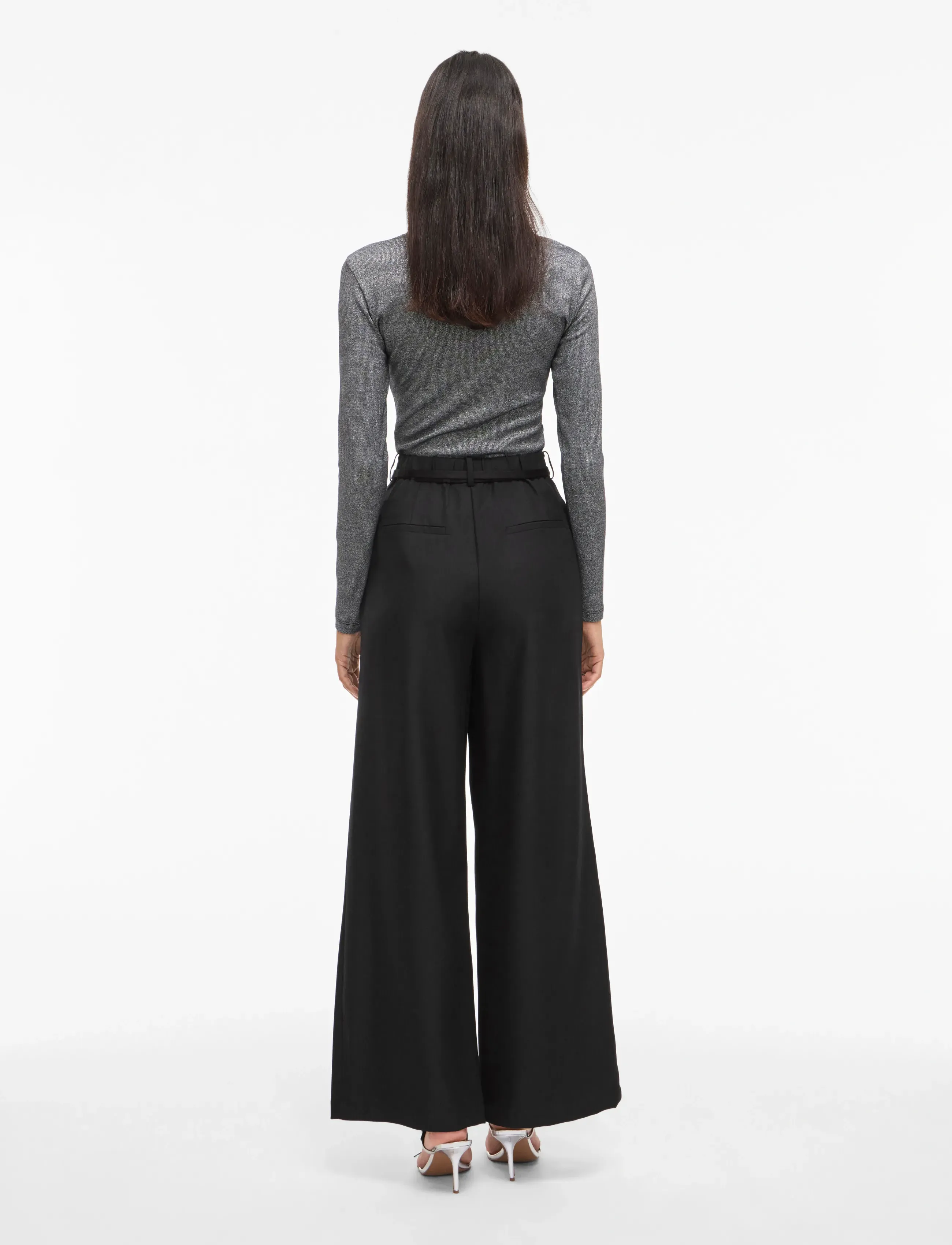 Vila - VICATALINA HW WIDE PANTS/1 - wide leg trousers - black beauty - 3