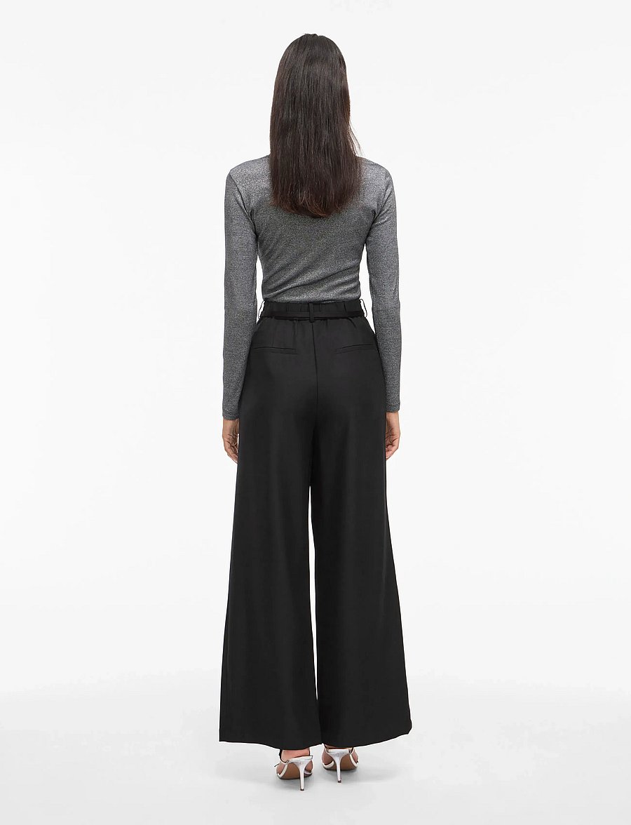 Vila - VICATALINA HW WIDE PANTS/1 - laia säärega püksid - black beauty - 3