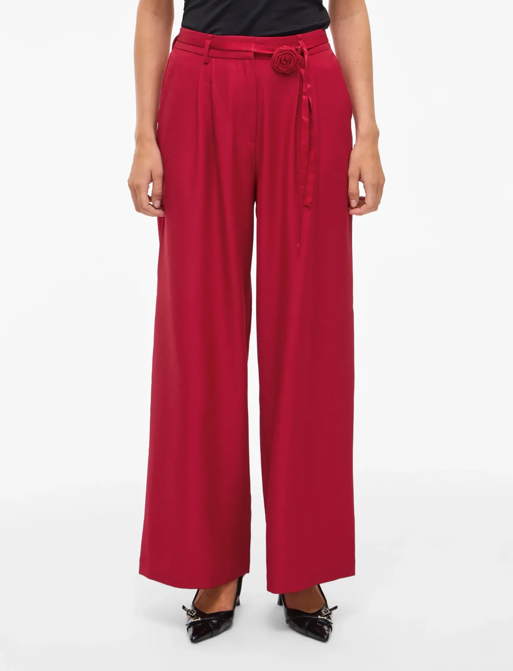 Vila - VICATALINA HW WIDE PANTS/1 - hosen mit weitem bein - jester red - 0