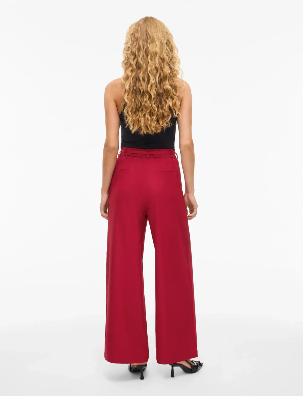 Vila - VICATALINA HW WIDE PANTS/1 - hosen mit weitem bein - jester red - 3