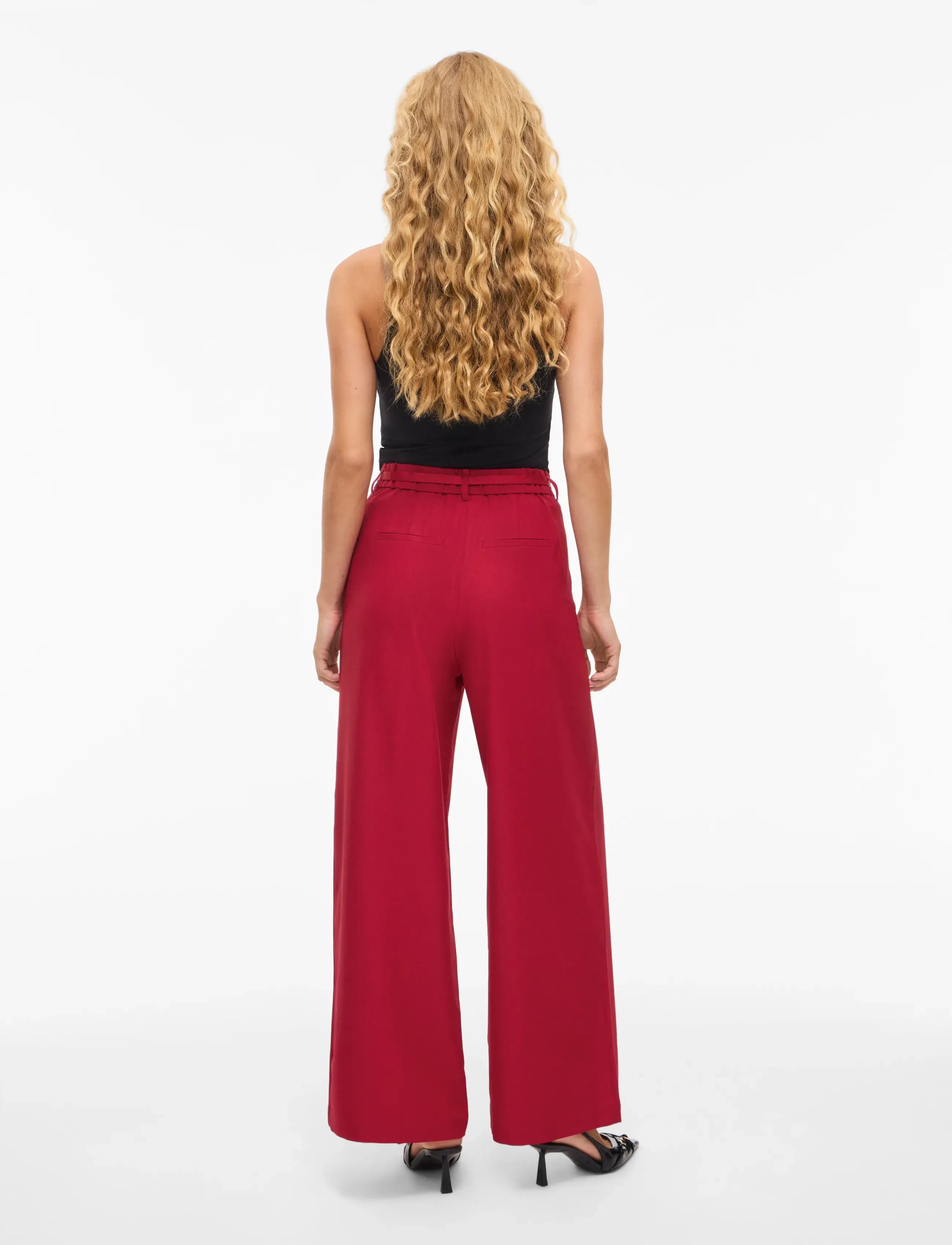 Vila - VICATALINA HW WIDE PANTS/1 - buxur með víðum skálmum - jester red - 3