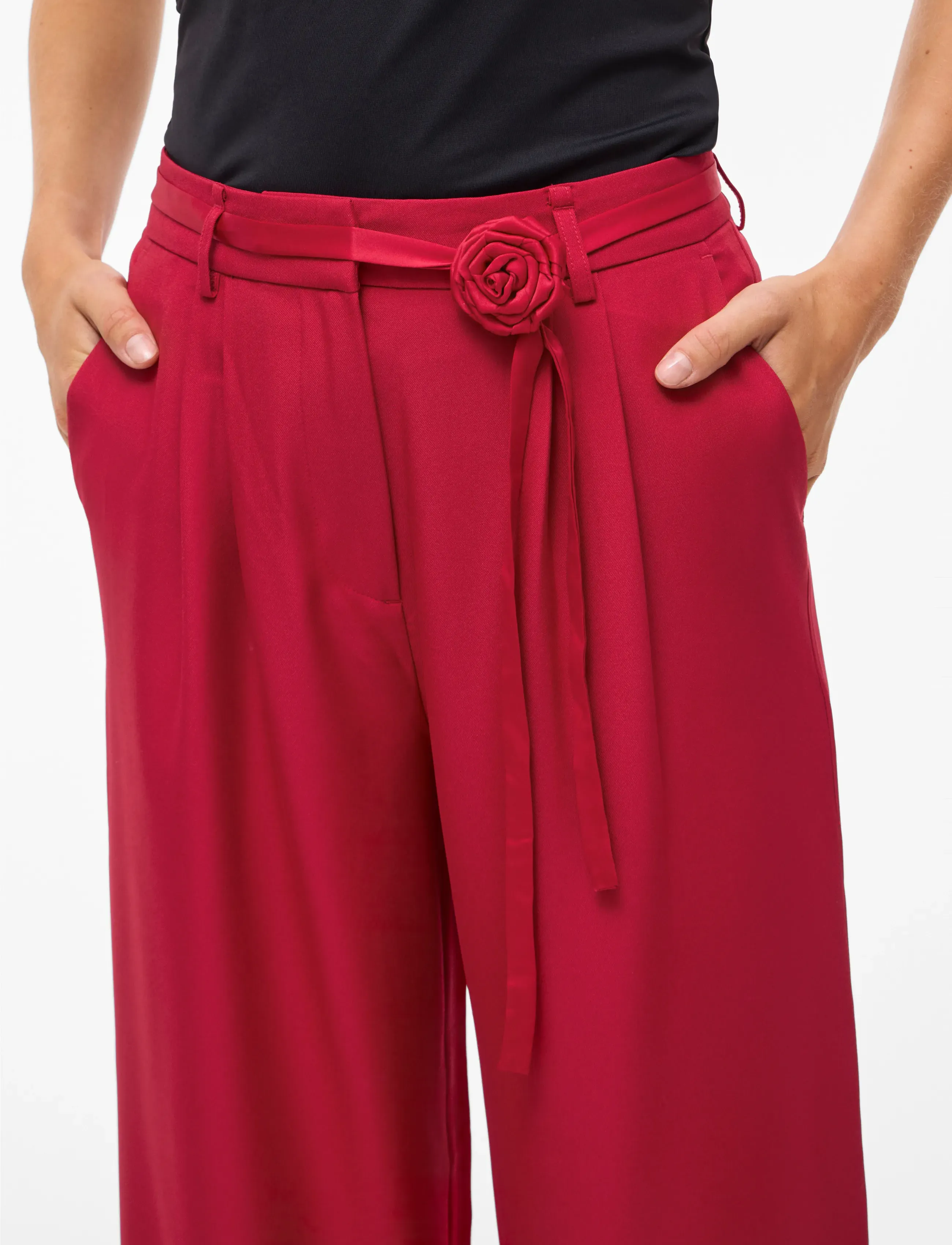 Vila - VICATALINA HW WIDE PANTS/1 - buxur með víðum skálmum - jester red - 5