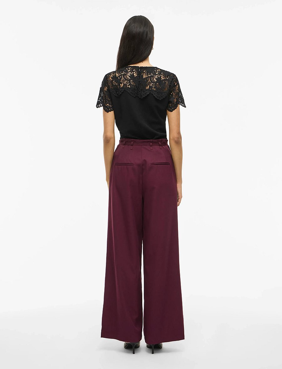 Vila - VIPEYTON HW WIDE TIE PANTS - hosen mit weitem bein - fig - 3