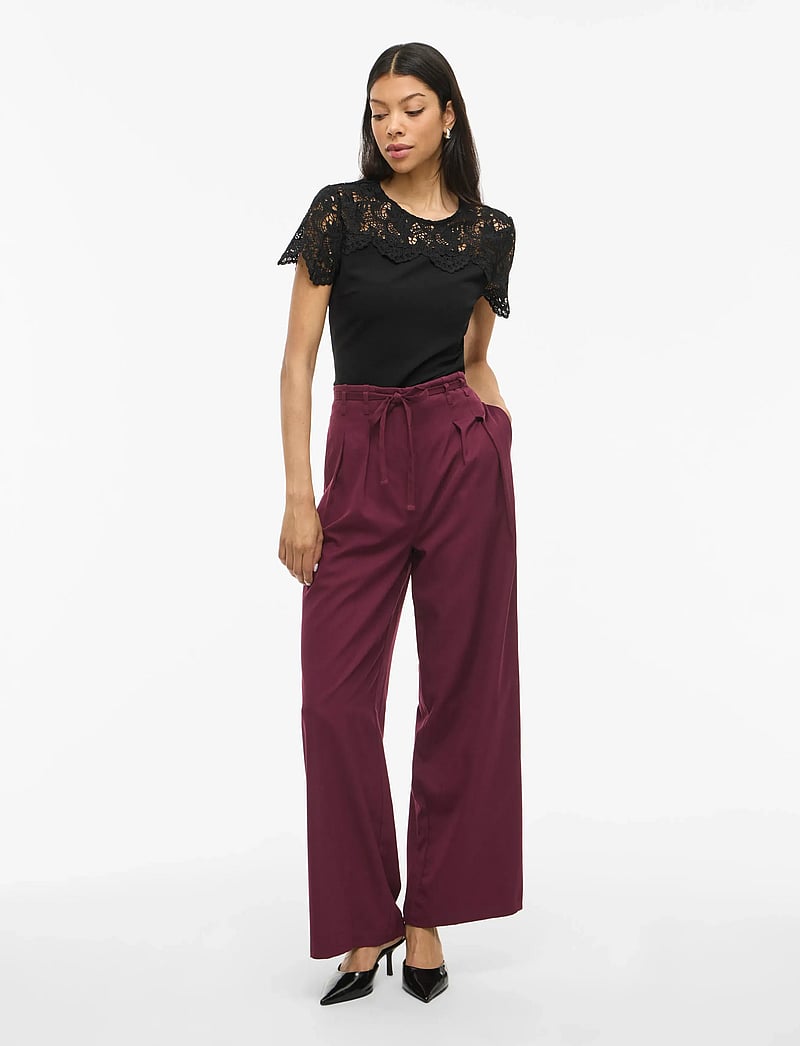 Vila - VIPEYTON HW WIDE TIE PANTS - hosen mit weitem bein - fig - 5