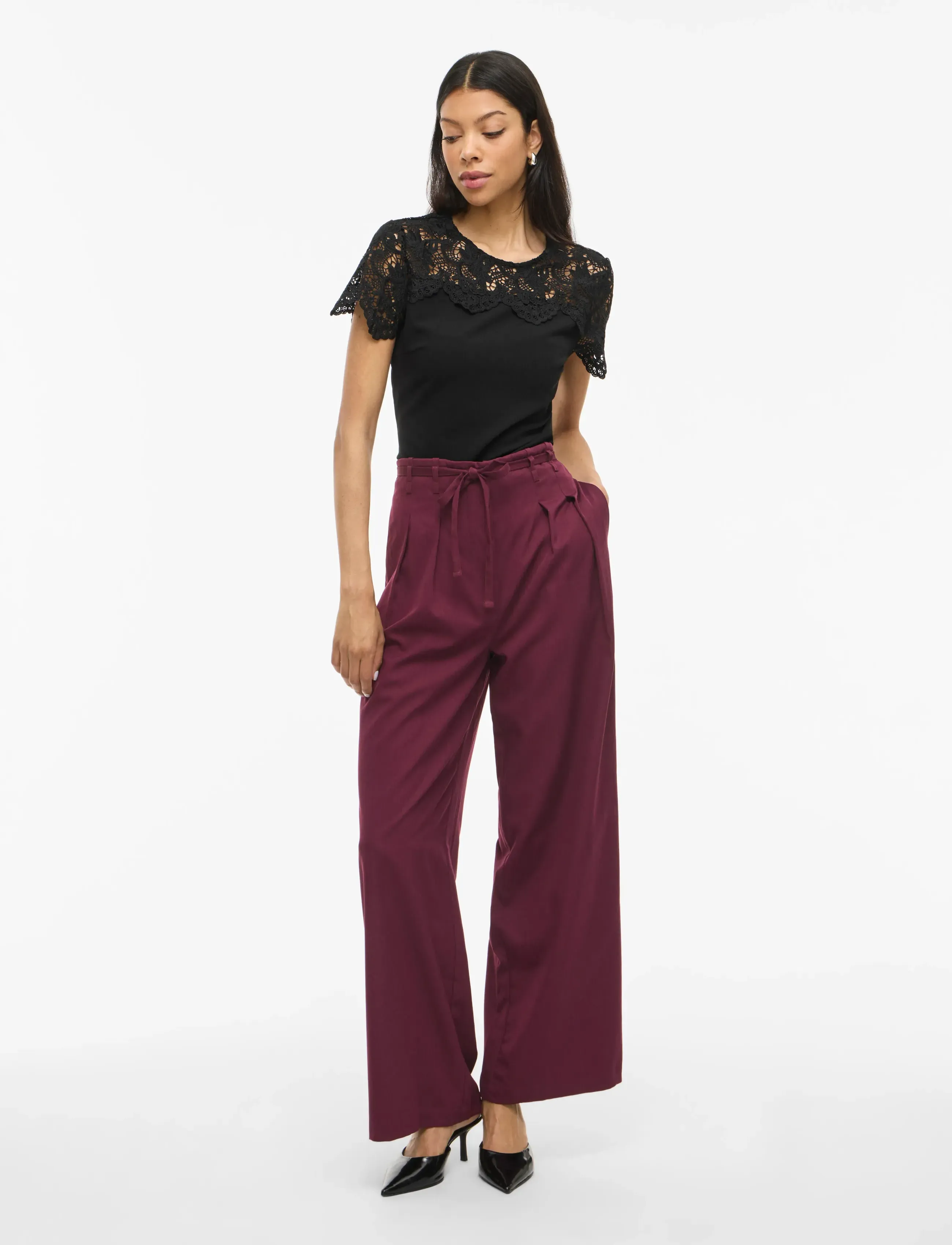 Vila - VIPEYTON HW WIDE TIE PANTS - festtøj til outletpriser - fig - 5