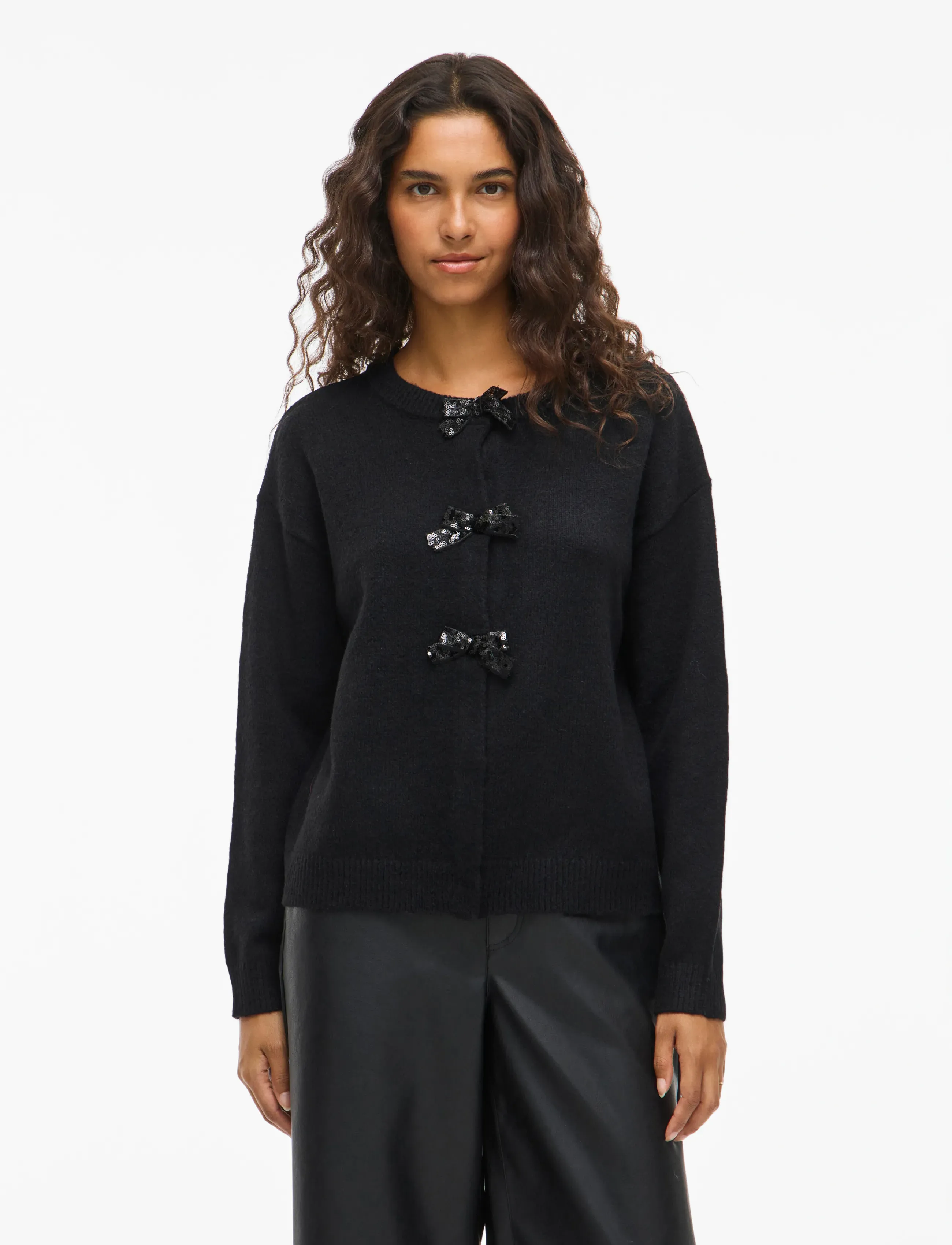 Vibrianna O-Neck L/S Bow Knit Cardigan
