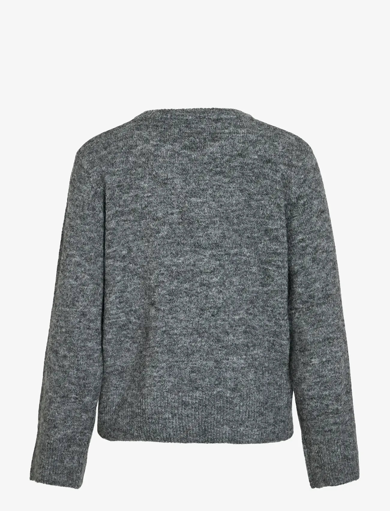 Vila - VIMELIE O-NECK L/S DETAIL KNIT TOP/R - striktrøjer - medium grey melange - 2