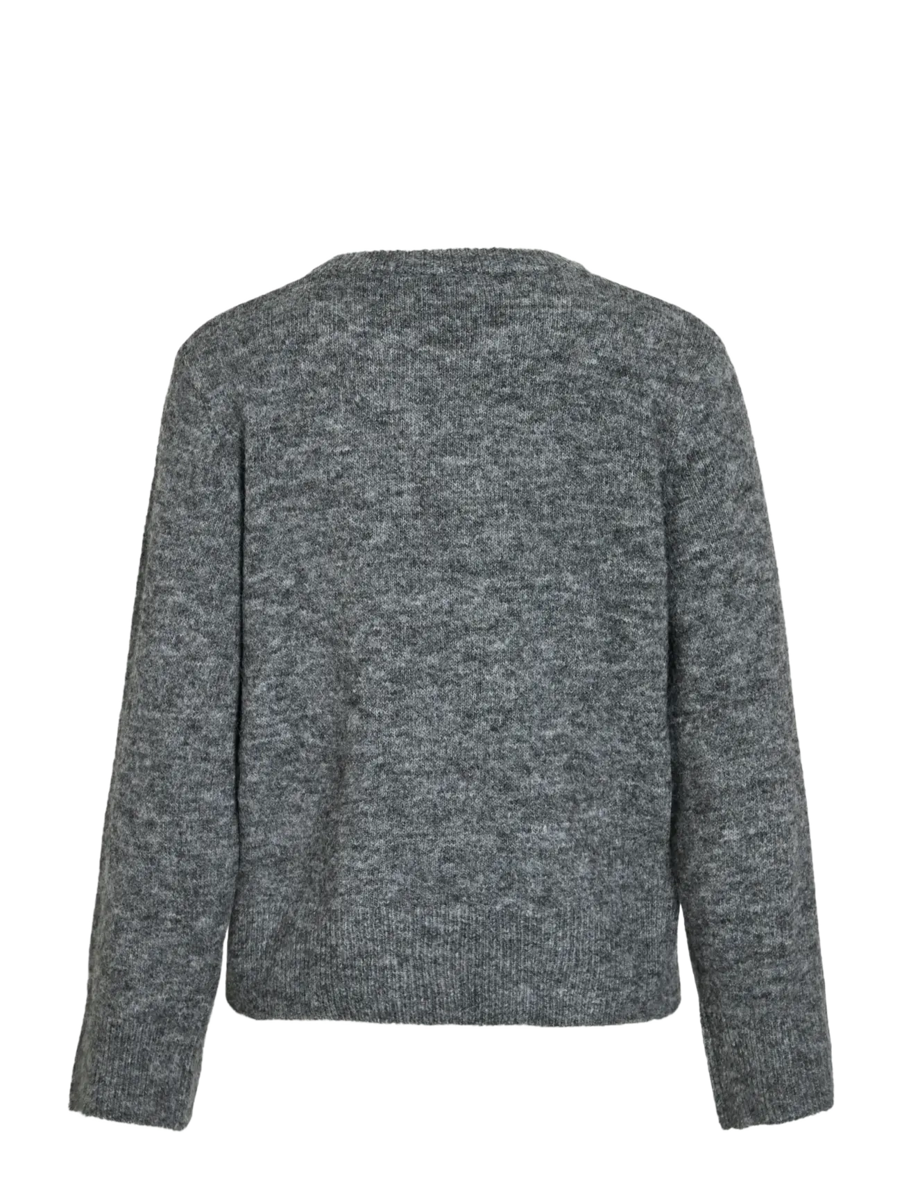 Vila - VIMELIE O-NECK L/S DETAIL KNIT TOP/R - jumpers - medium grey melange - 2
