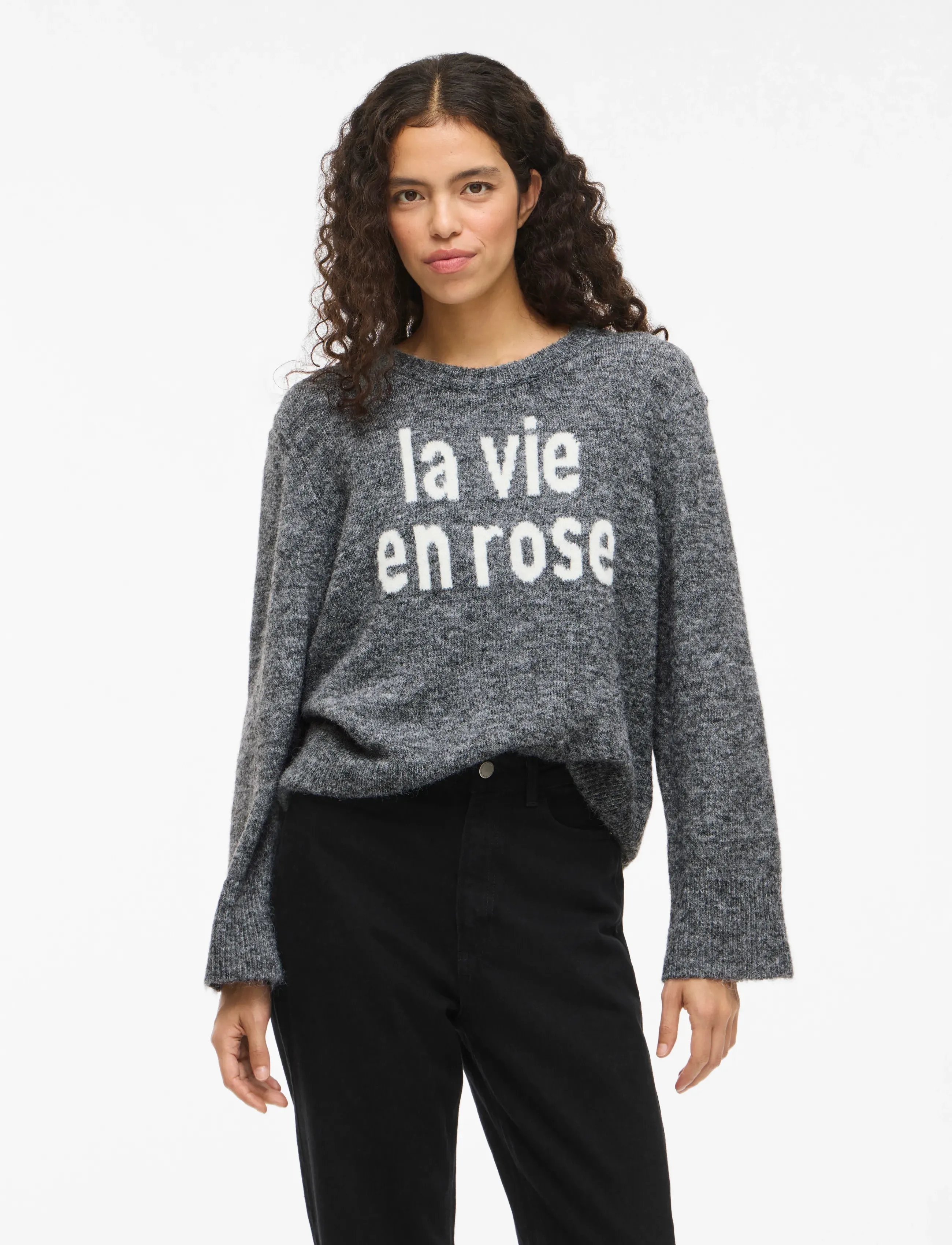 Vimelie O-Neck L/S Detail Knit Top/R