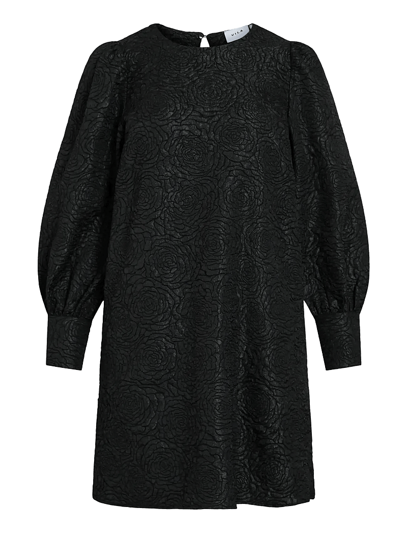 Vila - VITALIAMA O-NECK L/S DRESS/PR - partykleider - black beauty - 0