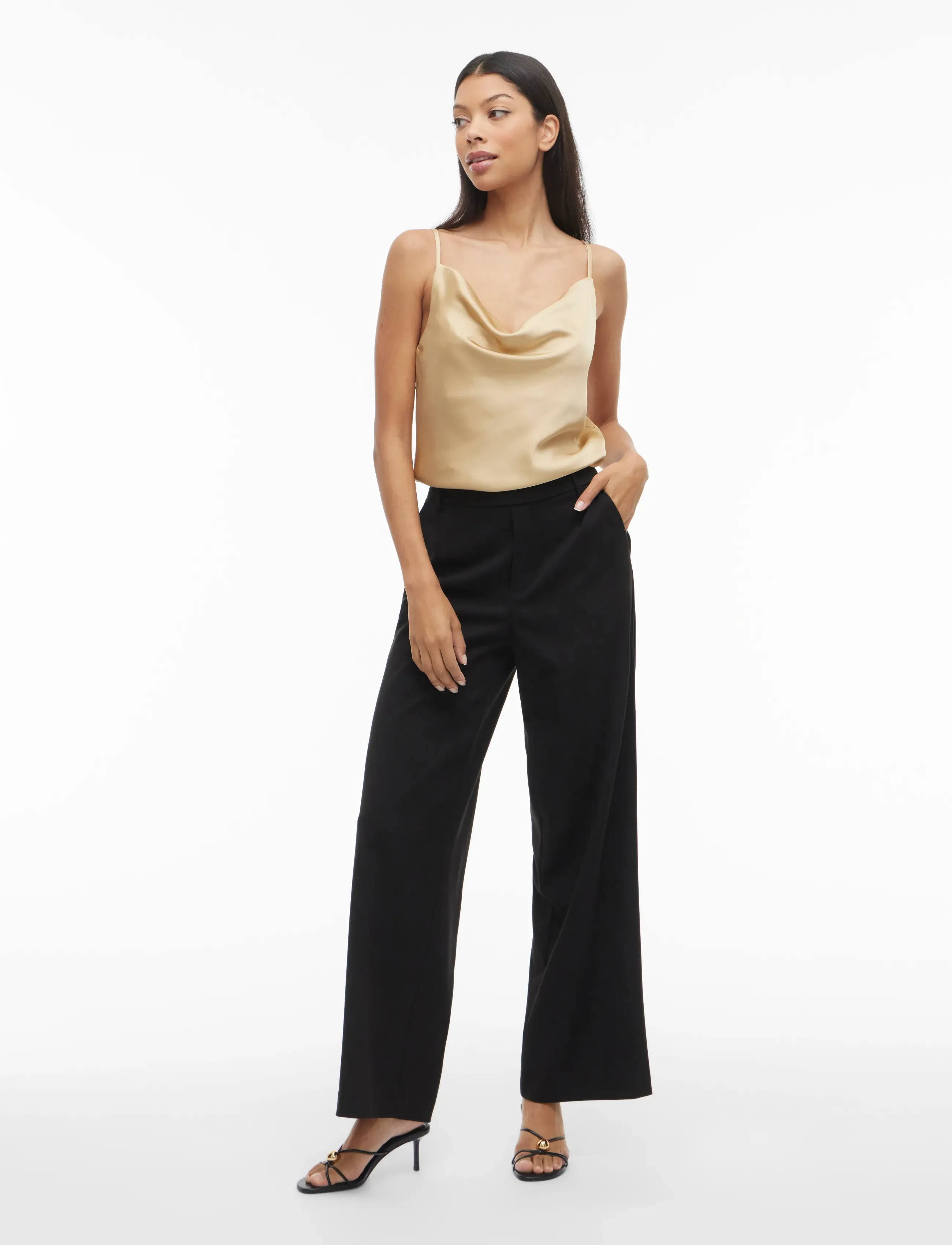 Vila - VITHALIA SINGLET WATERFALL TOP/DC - laveste priser - cement - 4