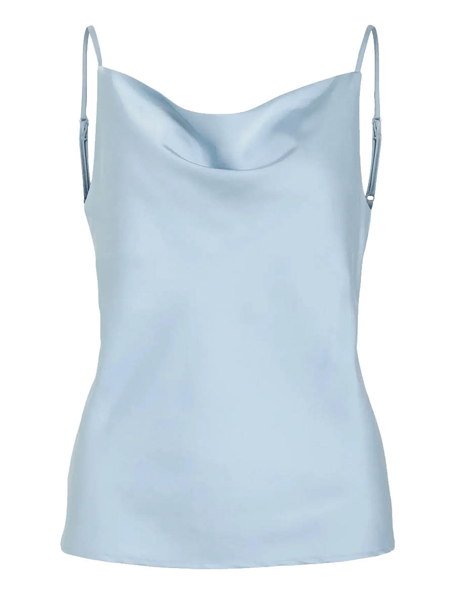 Vila - VITHALIA SINGLET WATERFALL TOP/DC - linnen - winter sky - 1