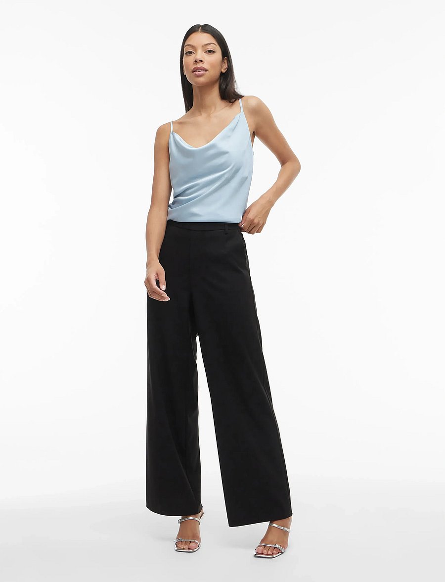 Vila - VITHALIA SINGLET WATERFALL TOP/DC - linnen - winter sky - 4