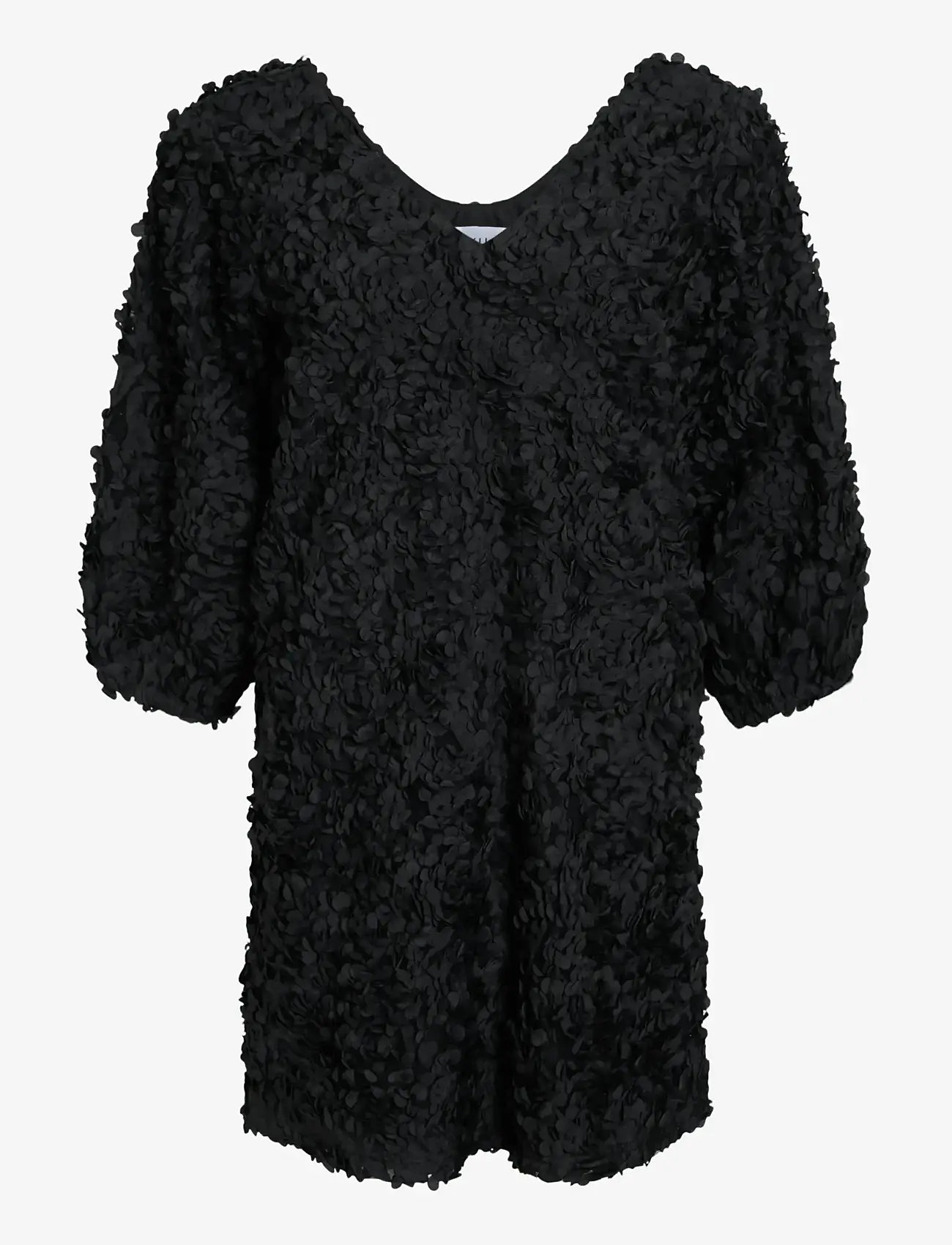 Vila - VIROSIE 3/4 V-NECK SHORT DRESS/DC - festklänningar - black beauty - 0