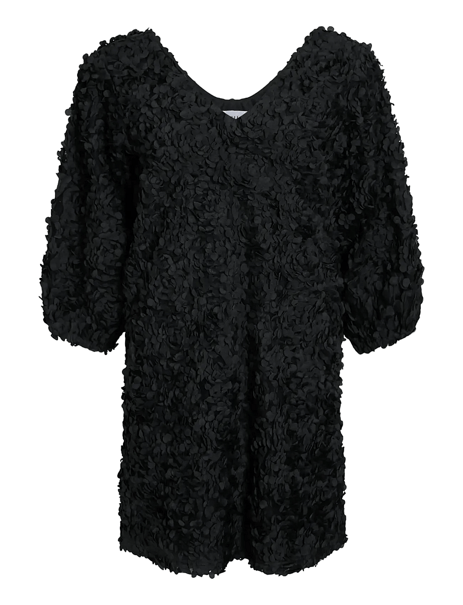 Vila - VIROSIE 3/4 V-NECK SHORT DRESS/DC - festkjoler - black beauty - 0