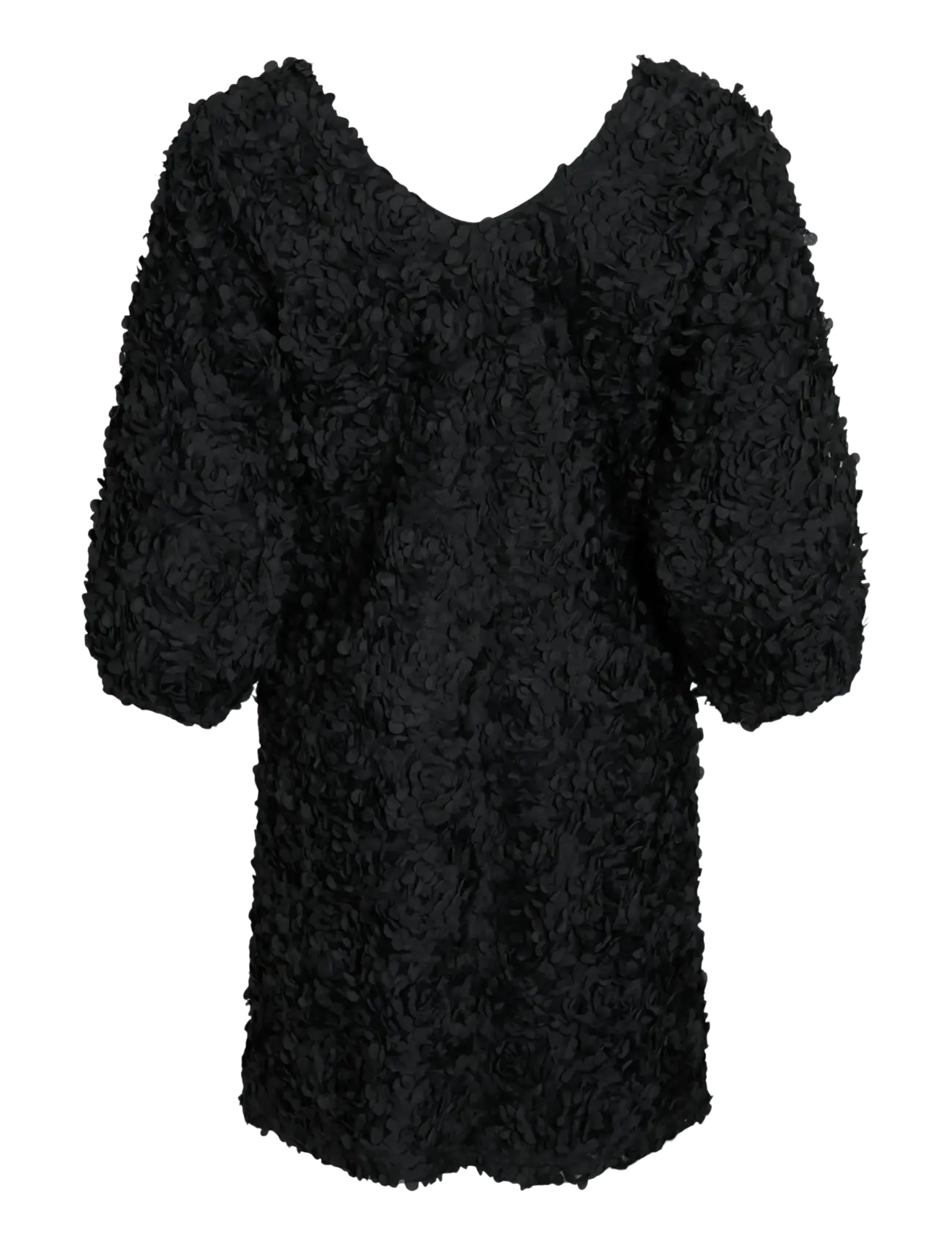 Vila - VIROSIE 3/4 V-NECK SHORT DRESS/DC - sukienki na imprezę - black beauty - 1
