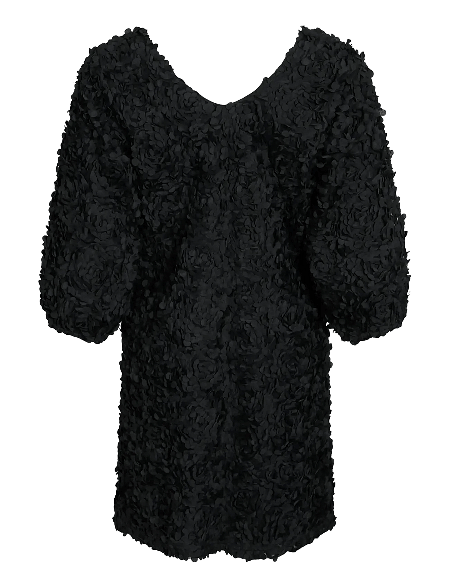 Vila - VIROSIE 3/4 V-NECK SHORT DRESS/DC - festkjoler - black beauty - 1