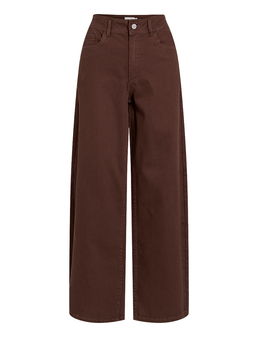 Vila - VICHIA SOLID HW JEANS - wide leg jeans - coffee bean - 0