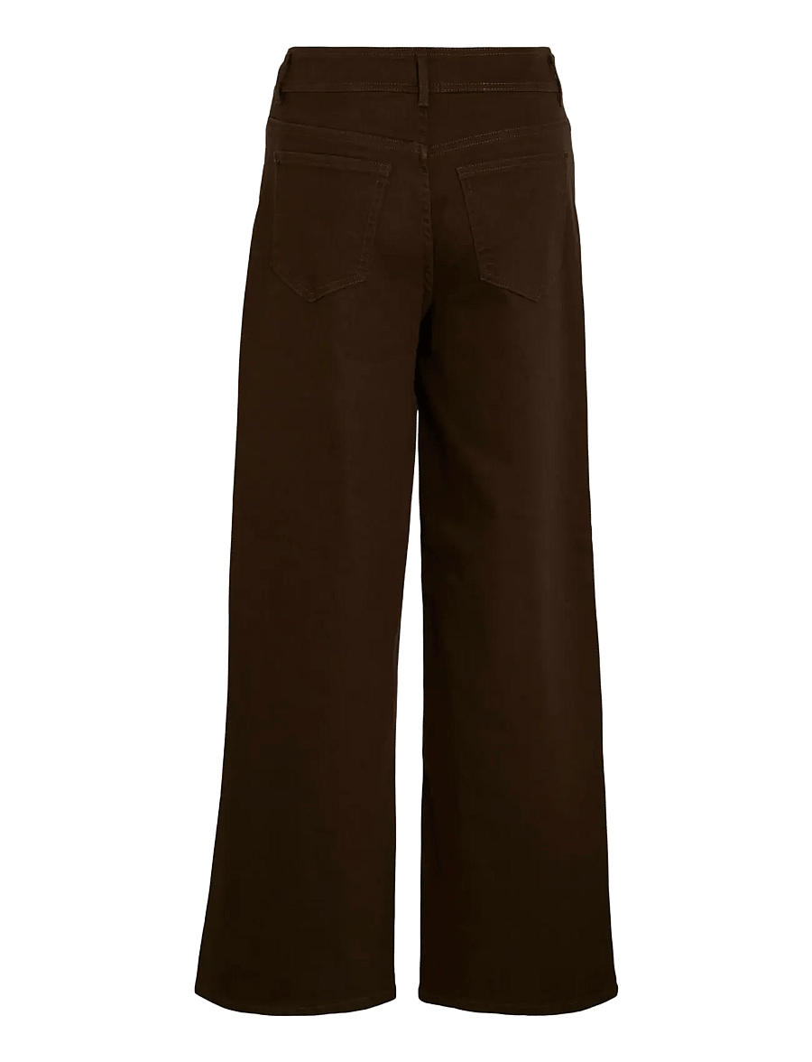 Vila - VICHIA SOLID HW JEANS - hosen mit weitem bein - demitasse - 2