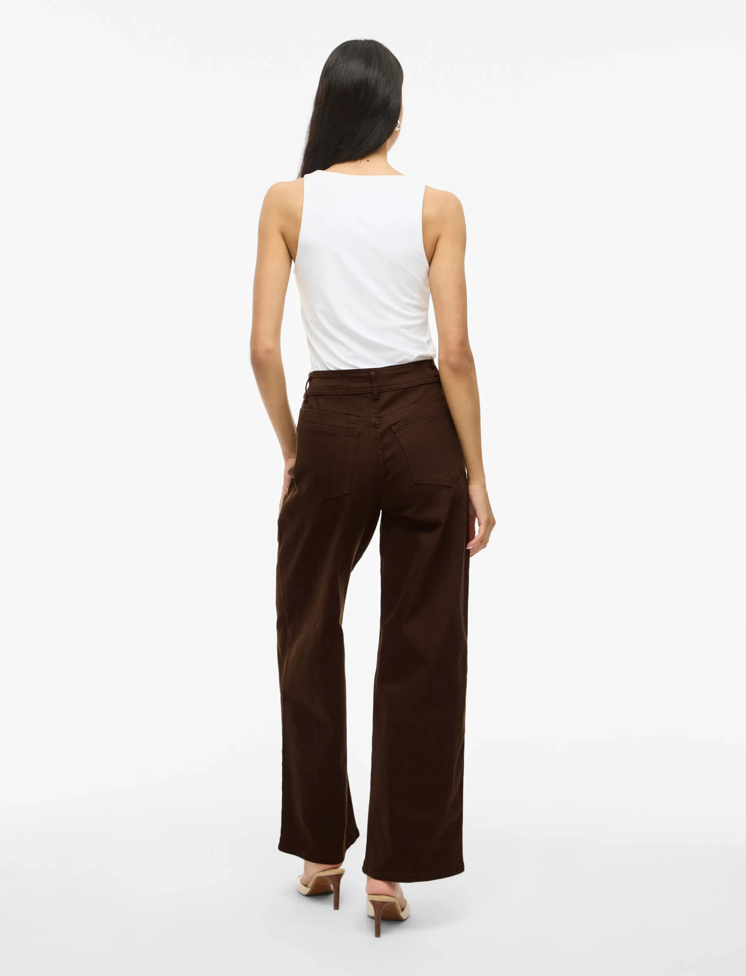 Vila - VICHIA SOLID HW JEANS - hosen mit weitem bein - demitasse - 3