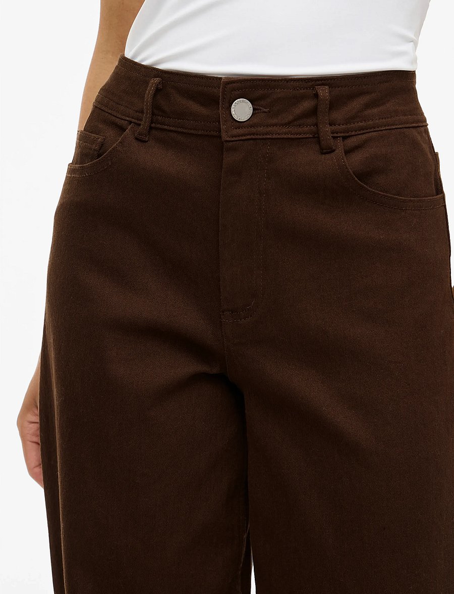 Vila - VICHIA SOLID HW JEANS - hosen mit weitem bein - demitasse - 5