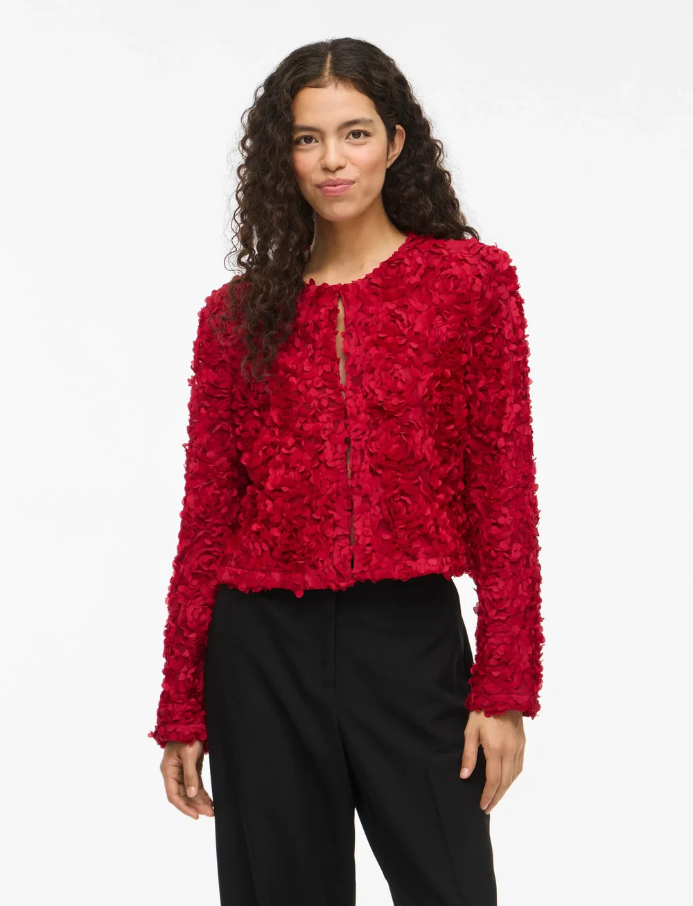 Vila - VIROSIE L/S CARDIGAN/DC/R - cardigans - jester red - 0