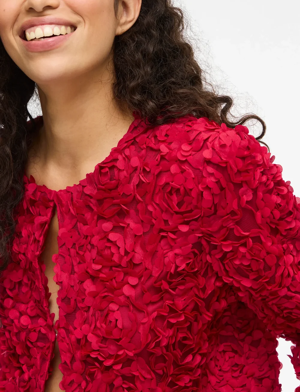 Vila - VIROSIE L/S CARDIGAN/DC/R - cardigans - jester red - 4