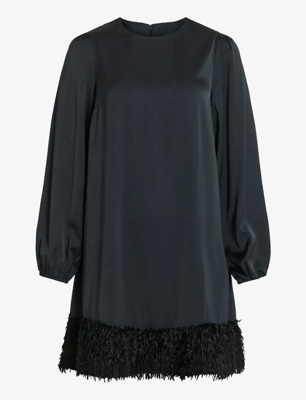 Vila - VIVEER O-NECK L/S SHORT DRESS/DC/R - cocktailklänningar - black beauty - 1