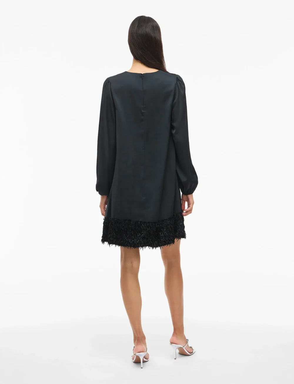 Vila - VIVEER O-NECK L/S SHORT DRESS/DC/R - cocktailklänningar - black beauty - 3