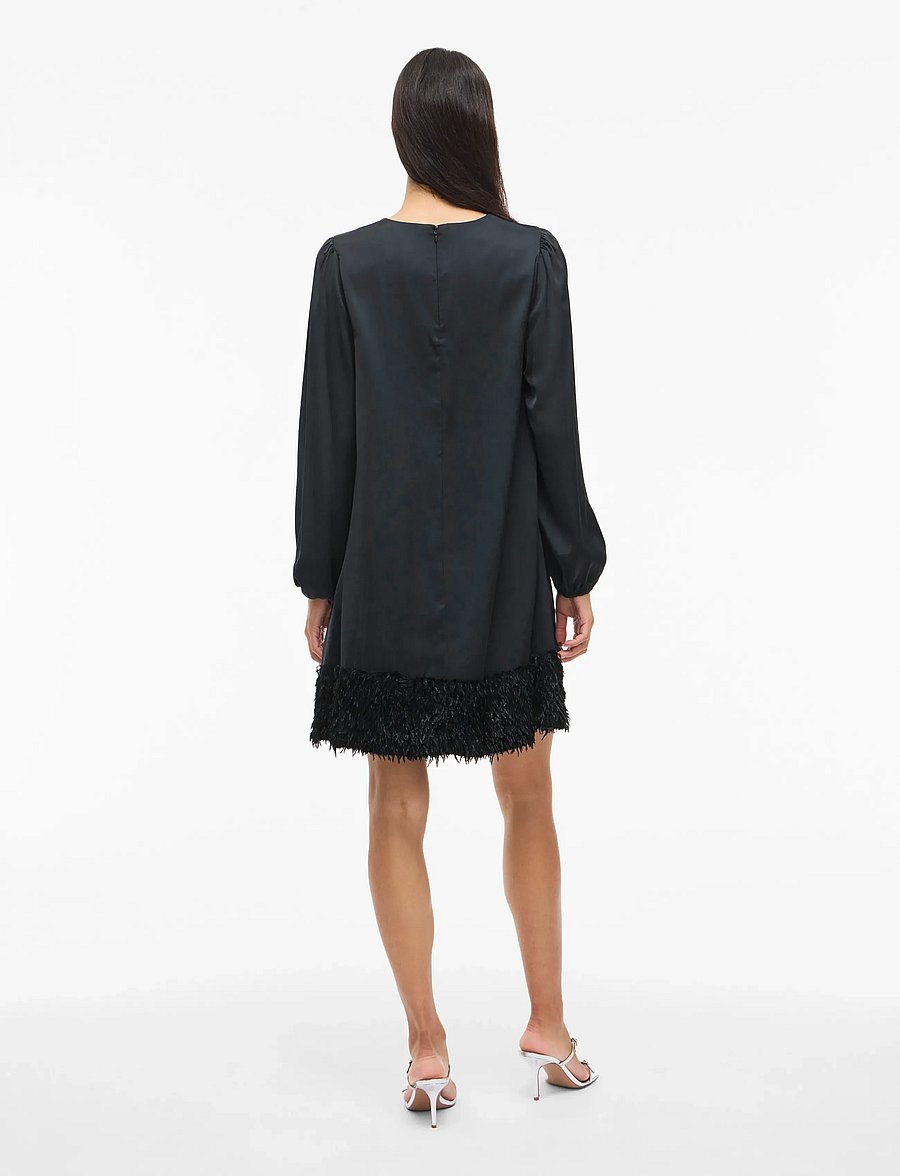 Vila - VIVEER O-NECK L/S SHORT DRESS/DC/R - cocktailkleider - black beauty - 3