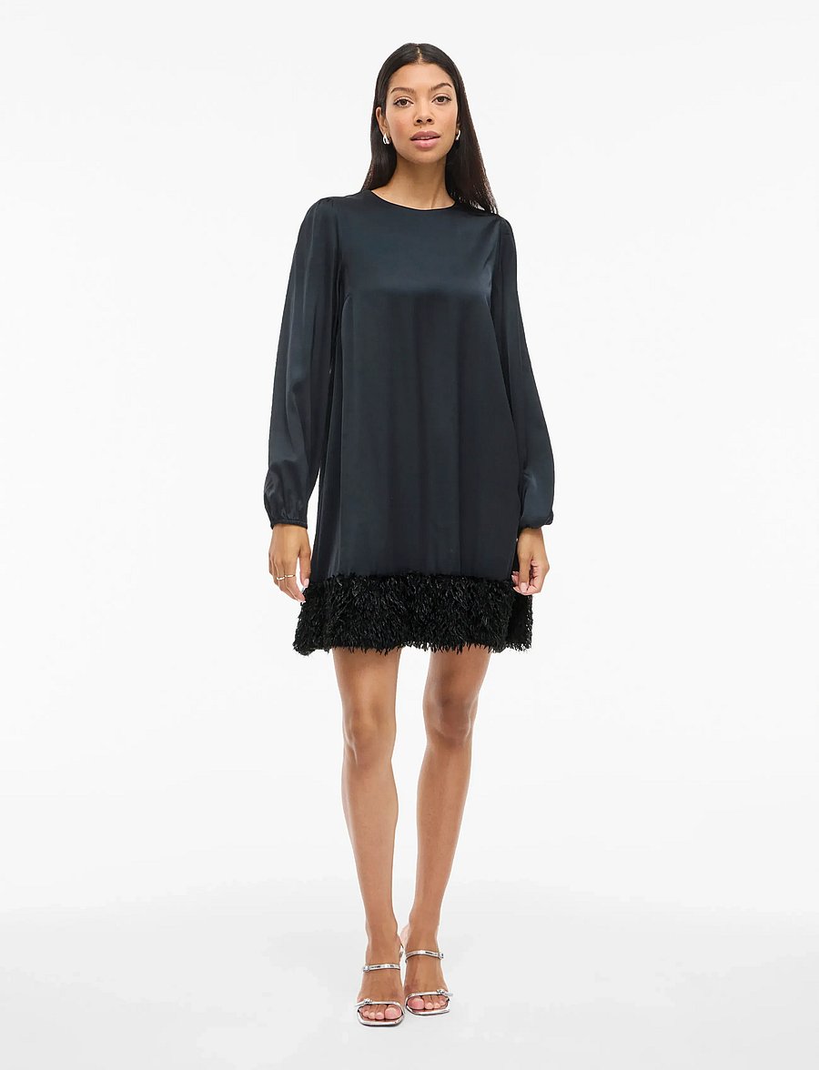 Vila - VIVEER O-NECK L/S SHORT DRESS/DC/R - cocktailkleider - black beauty - 4