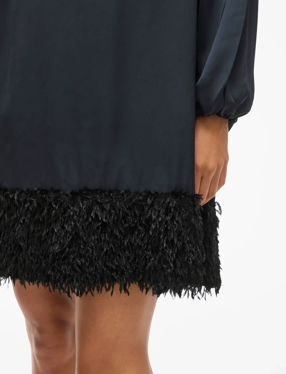 Vila - VIVEER O-NECK L/S SHORT DRESS/DC/R - cocktailklänningar - black beauty - 5