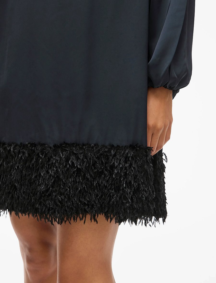 Vila - VIVEER O-NECK L/S SHORT DRESS/DC/R - cocktailkleider - black beauty - 5