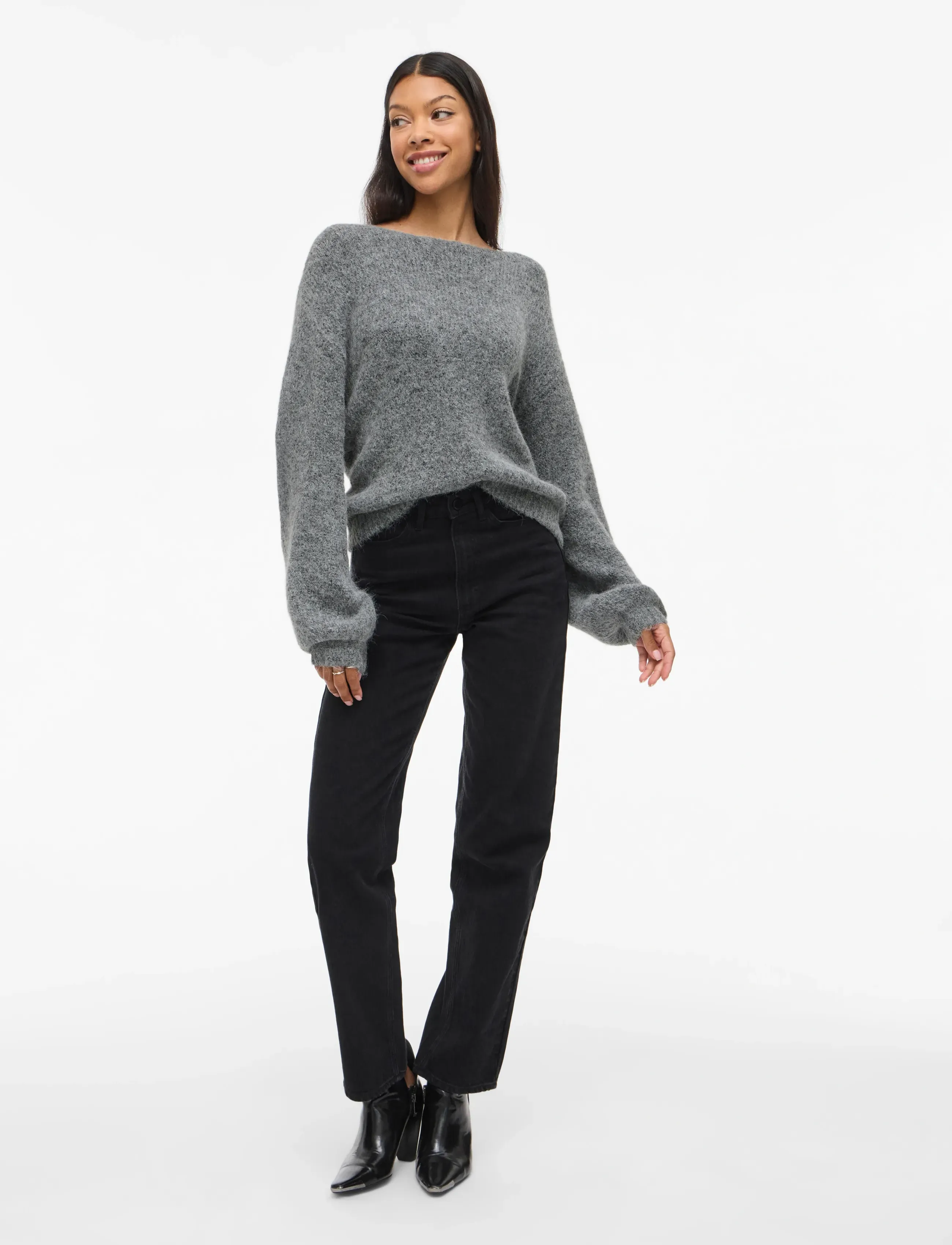 Vila - VIMARLEY L/S KNIT PULLOVER- NOOS - die niedrigsten preise - medium grey melange - 4