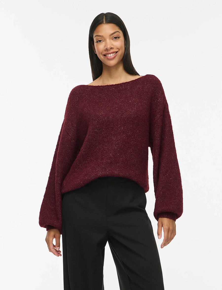 Vila - VIMARLEY L/S KNIT PULLOVER- NOOS - striktrøjer - port royale - 0