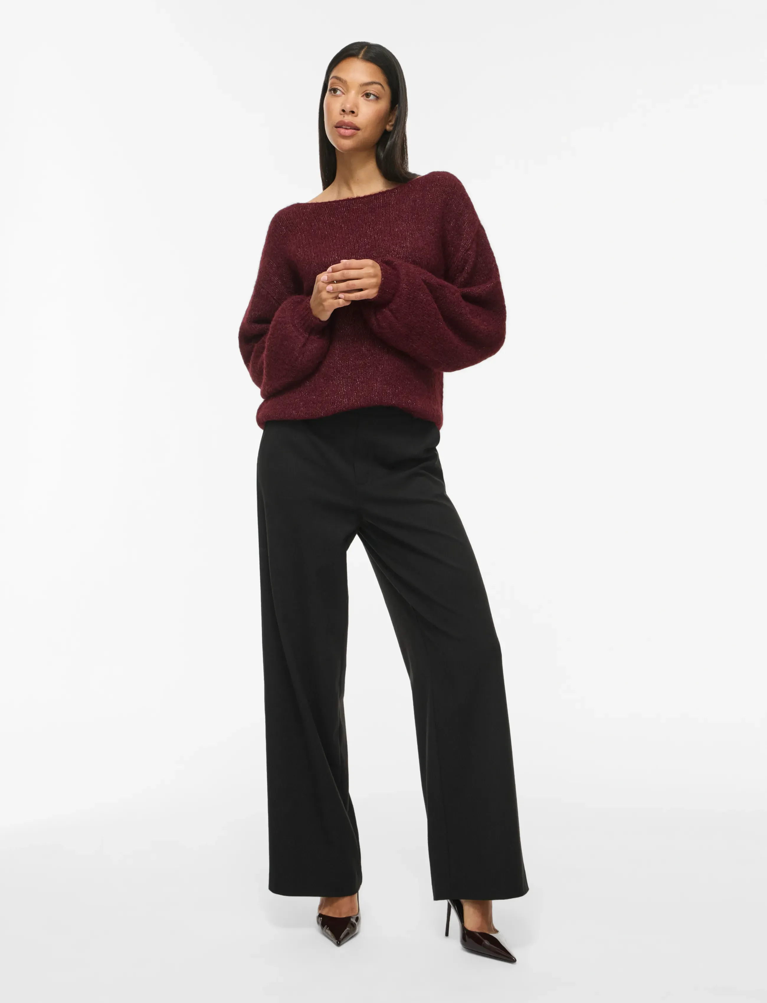 Vila - VIMARLEY L/S KNIT PULLOVER- NOOS - stickade tröjor - port royale - 4