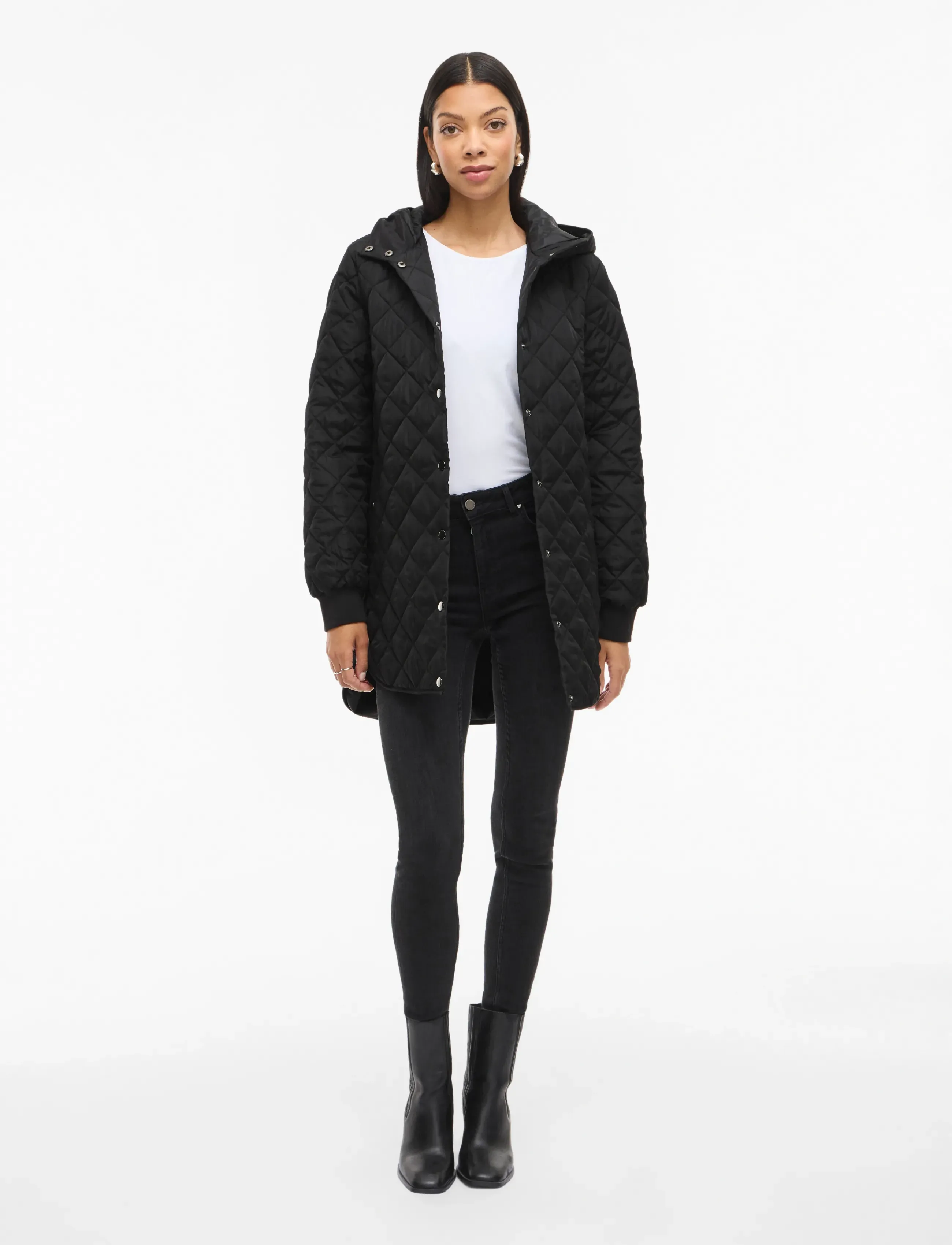 Vila Vitate L/S Hooded Jacket Noos, 38, Jackets, Schwarz - Quilted Frauen