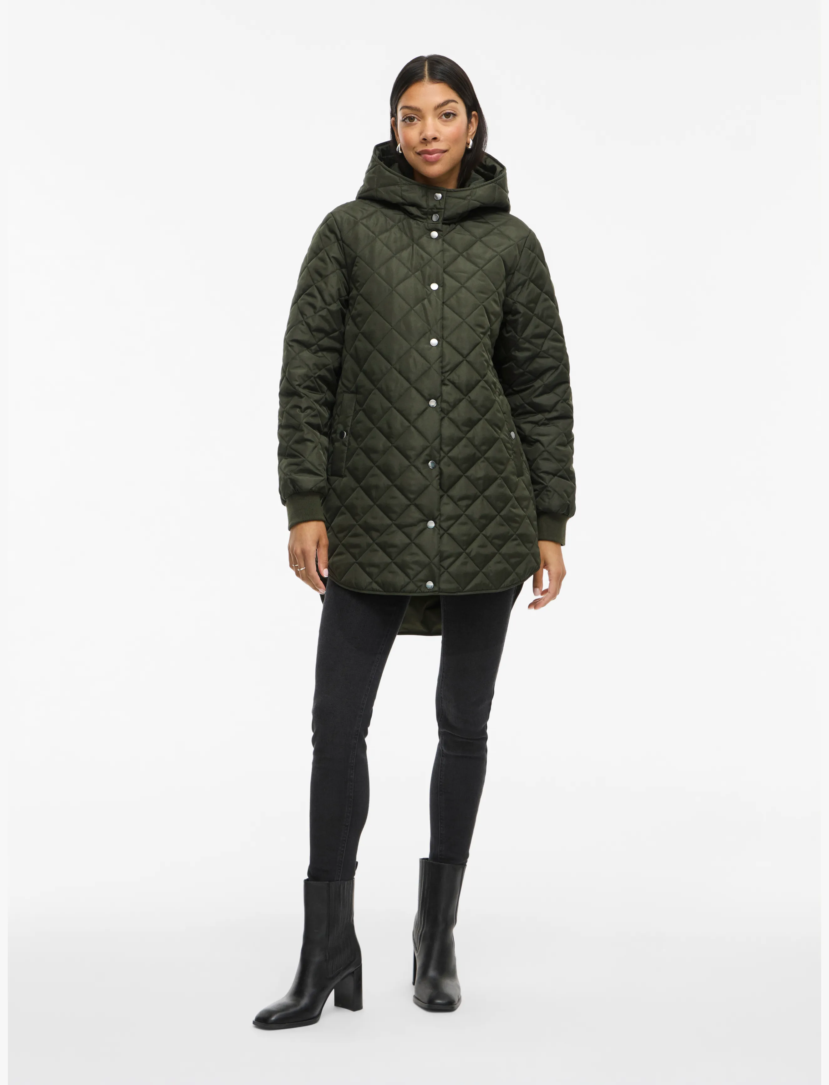 Vila Vitate L/S Hooded Jacket - Noos, 40, Khaki green, Jakker > Quiltede Jakker, Dame
