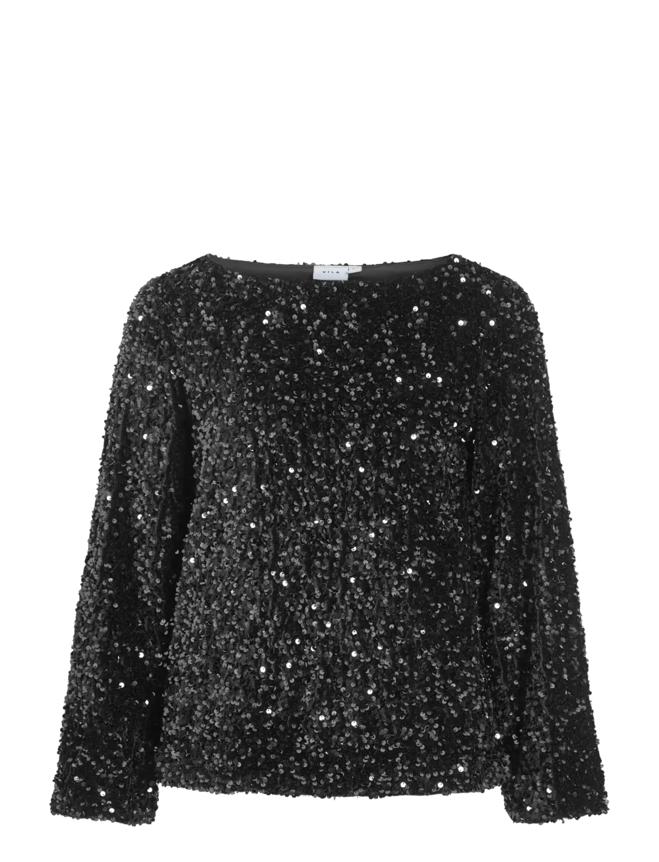 Vila VIFAITH BOAT NECK L/S SEQUIN TOP/1 - Blusen & Hemden - BLACK BEAUTY / black