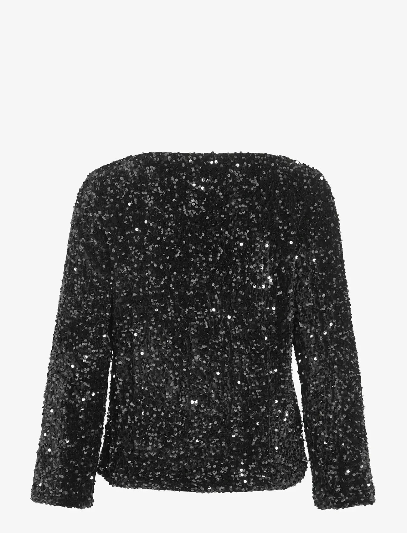 Vila - VIFAITH BOAT NECK L/S SEQUIN TOP/1 - langermede bluser - black beauty - 2