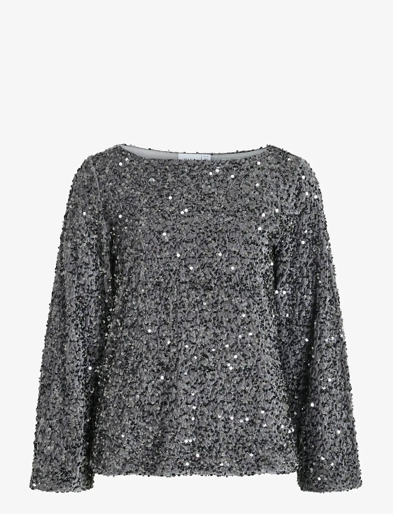 Vila - VIFAITH BOAT NECK L/S SEQUIN TOP/1 - langärmlige blusen - poppy seed - 0