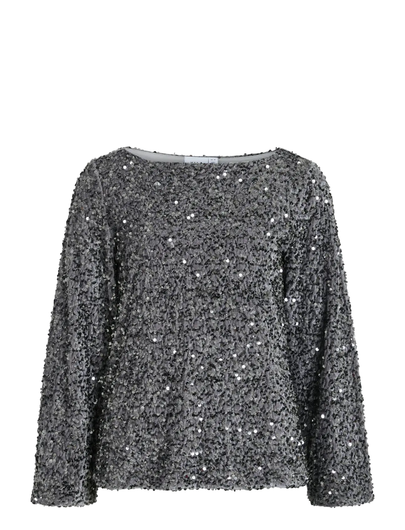 Vila VIFAITH BOAT NECK L/S SEQUIN TOP/1 - Bluser - POPPY SEED / grey