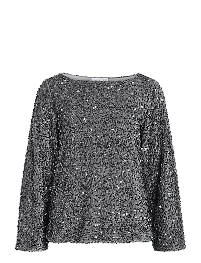 Vifaith Boat Neck L/S Sequin Top/1 - LangæRmede Bluser