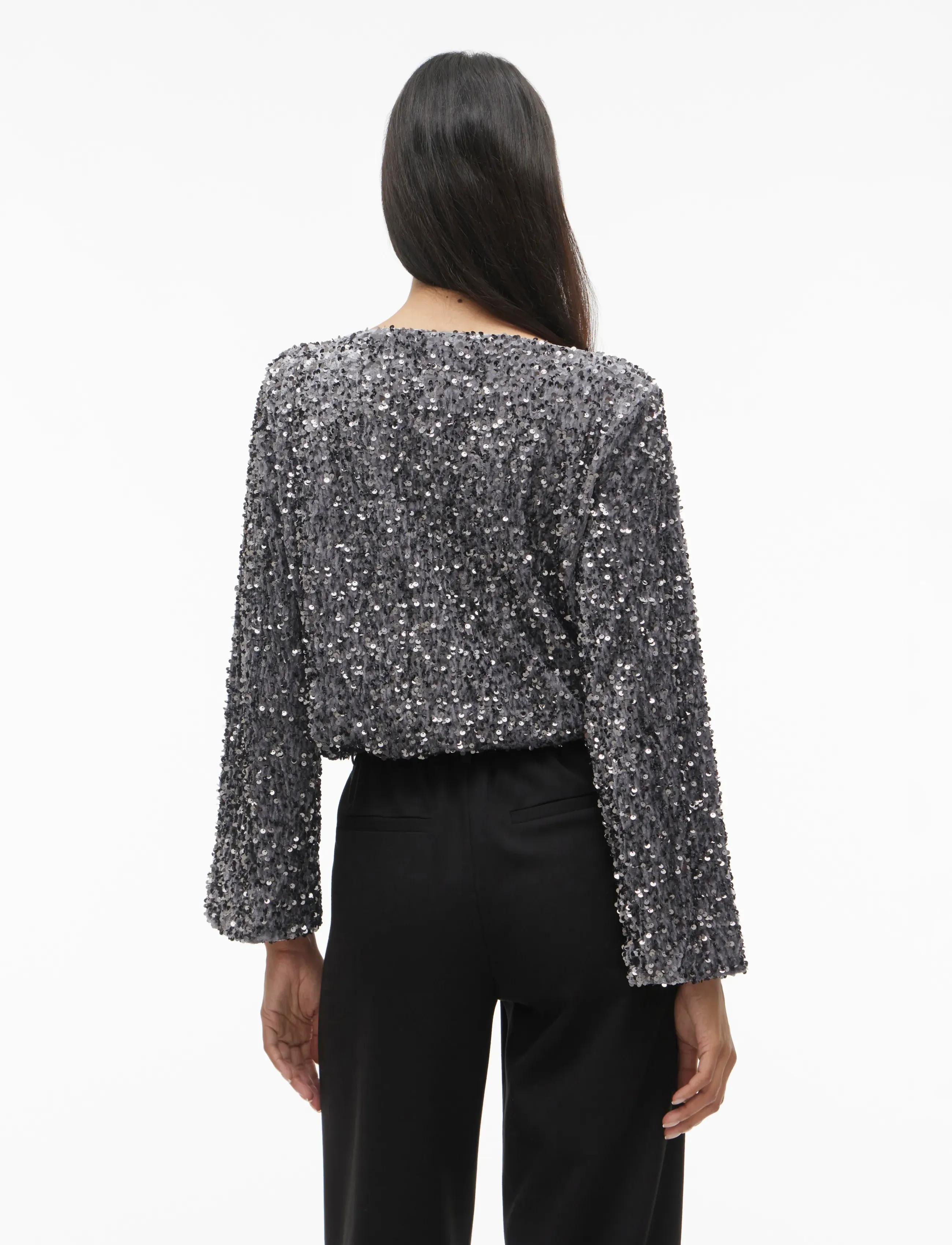 Vila - VIFAITH BOAT NECK L/S SEQUIN TOP/1 - long sleeved blouses - poppy seed - 3
