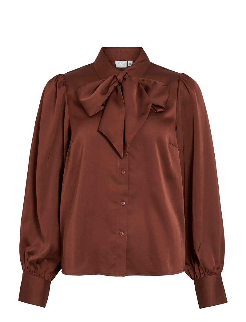 Vila - VILUCHA L/S SHIRT/BFS - pitkähihaiset kauluspaidat - cherry mahogany - 1