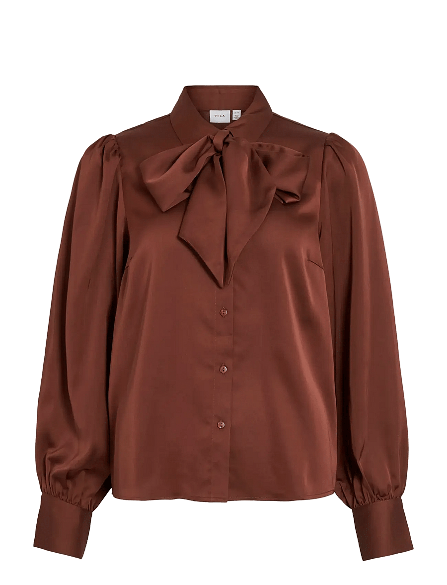 Vila - VILUCHA L/S SHIRT/BFS - krekli ar garām piedurknēm - cherry mahogany - 1