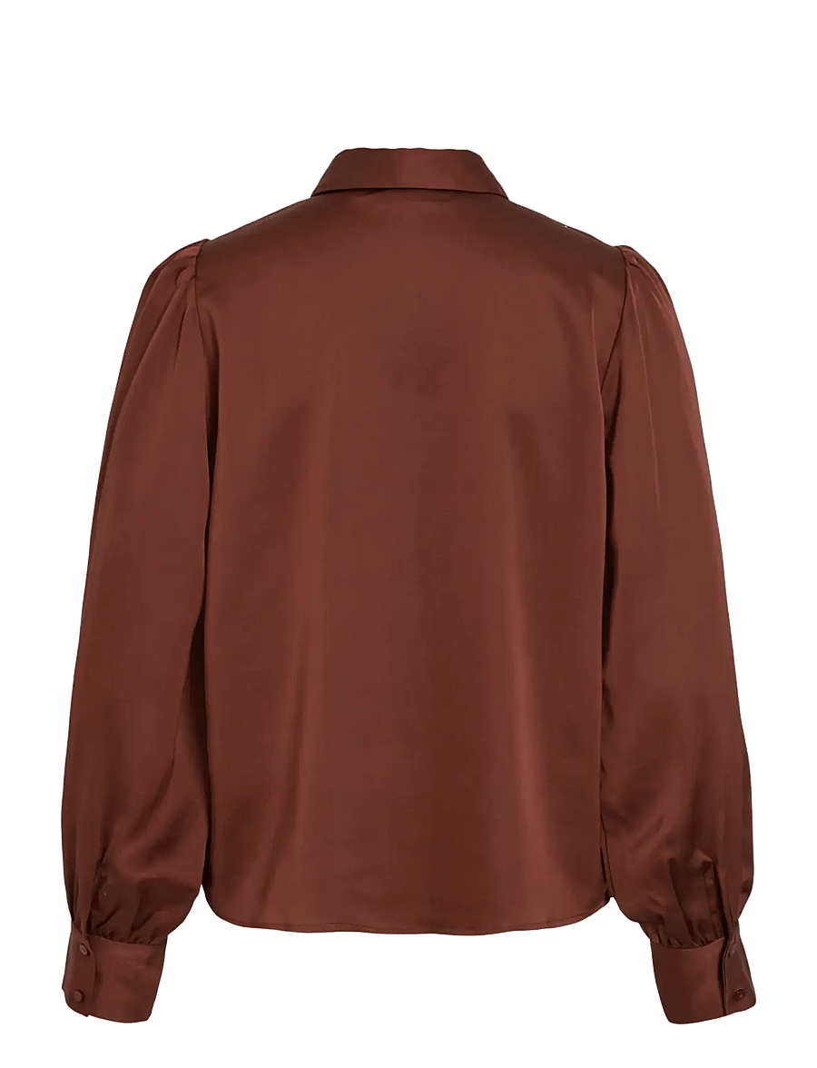 Vila - VILUCHA L/S SHIRT/BFS - krekli ar garām piedurknēm - cherry mahogany - 2