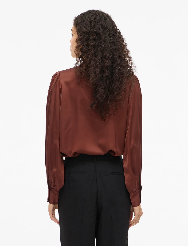 Vila - VILUCHA L/S SHIRT/BFS - pitkähihaiset kauluspaidat - cherry mahogany - 3