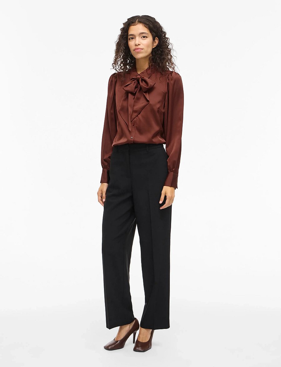 Vila - VILUCHA L/S SHIRT/BFS - krekli ar garām piedurknēm - cherry mahogany - 4