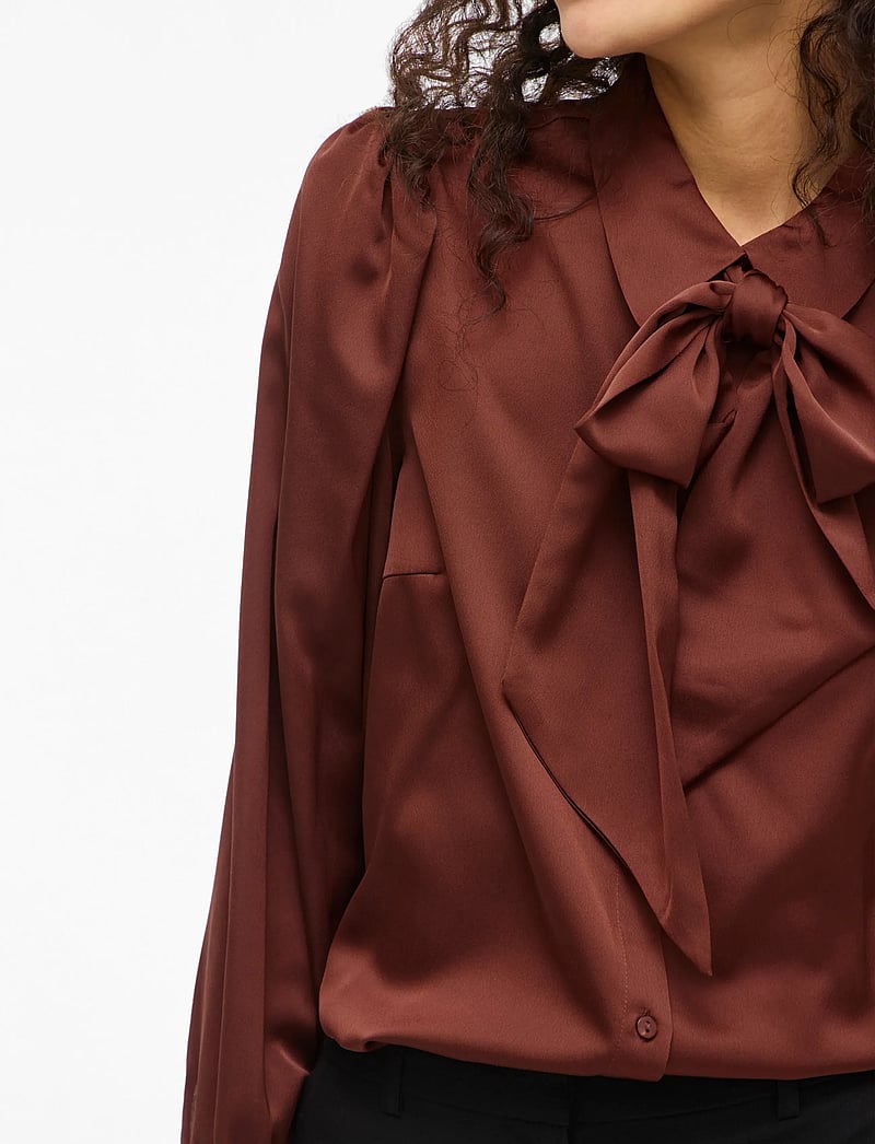 Vila - VILUCHA L/S SHIRT/BFS - pitkähihaiset kauluspaidat - cherry mahogany - 5